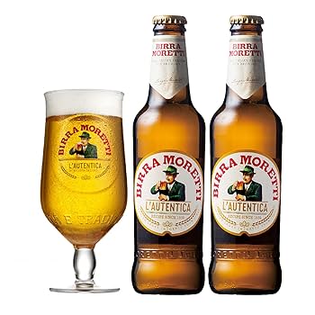 Amazon.co.jp: モレッティ・ビール2本 グラス付き 330ml×2本